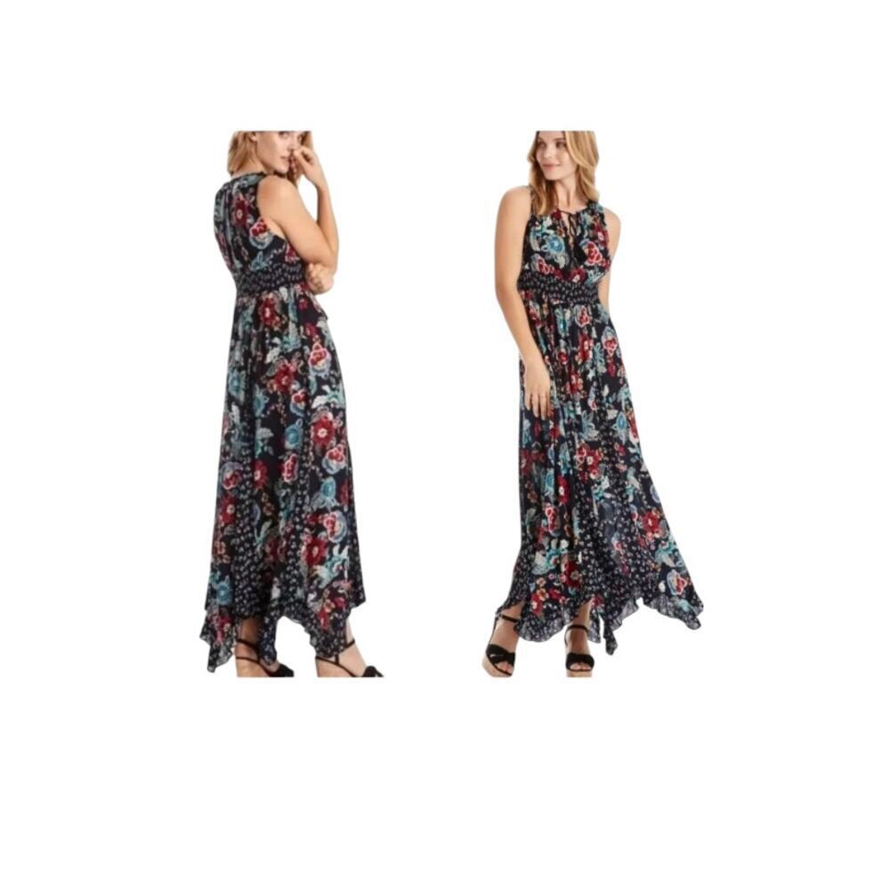 Bila womens maxi dress floral‎ print sz XXL sleeveless asymmetrical hem boho
